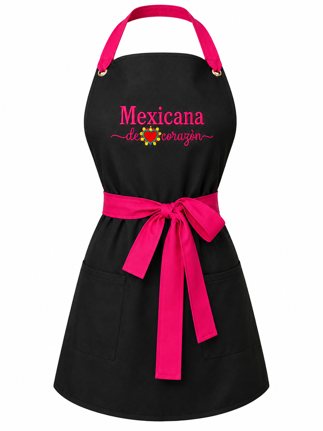 Mandil “Negro Fucsia” – Mexicana de Corazón by Gabby 🖤💖